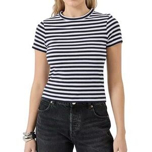 ROLLA'S Black and White Striped Tee